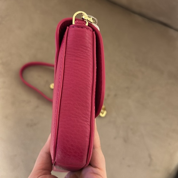 Tory Burch Mercer Classic Cross body- hot pink -Carnation Red with Gold hardware - Picture 15 of 16